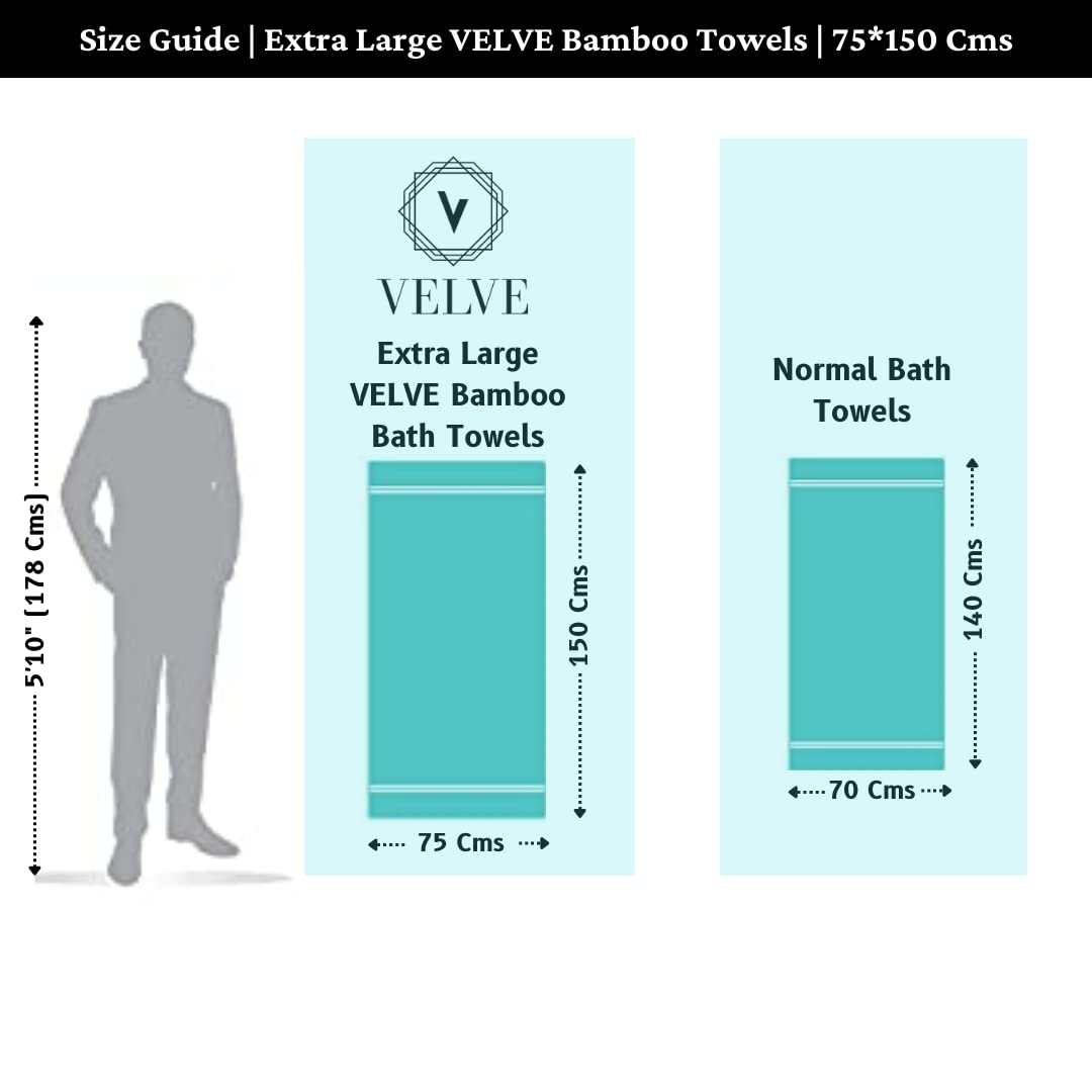 Velve 100% Bamboo Bath Towel 270 Gsm | 2x Softer & Absorbent Than Cotton Towels | Skin Friendly With Non-Toxic Colors (Grey)