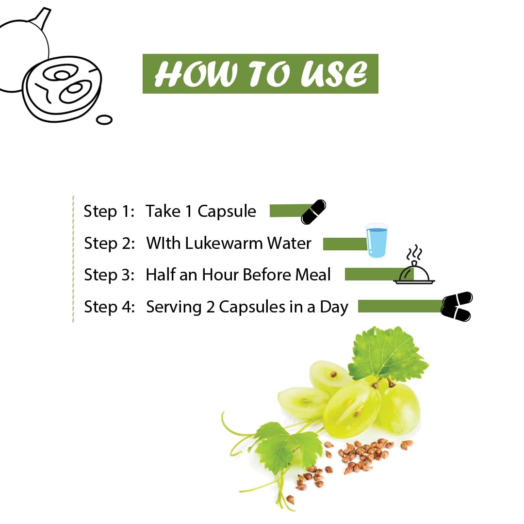 Nutriherbs Organic Grape Seed Extract Capsules 500mg, Potent Antioxidant Supplement For Skin & Hair Health, Anti - Aging Support & Immune Boost | 90 Vegan Capsules 150gm 0.3lbs Each Pack Of 2