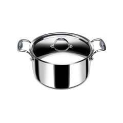 Artisan Triply Stainless Steel Casserole With Lid 22cm, 3.8 Liters - Serves 5 People | Silver Stainless Steel Casserole