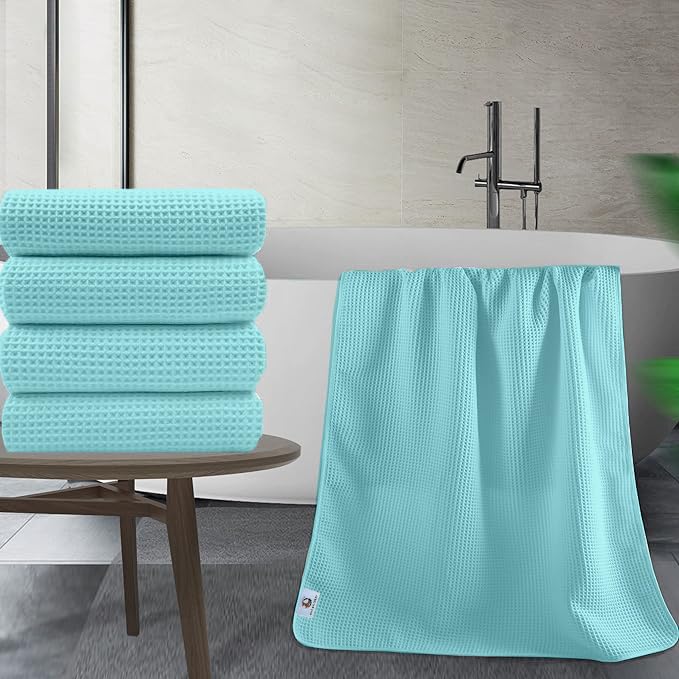 Enchant Home Pure Cotton Waffle Towel 400 Gsm | Lightweight Anti-Microbial & Water Absorbent Soft Touch Quick Drying Bath Towel | Charcoal