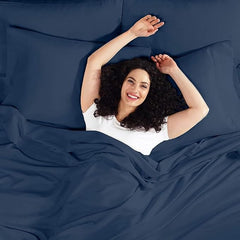 Microfiber Bedsheet With 1 Pillow Cover - Size 60 X 90 Inches, Navy Blue | 300 Thread Count - Daily Use Perfect Plain Single Bedsheet