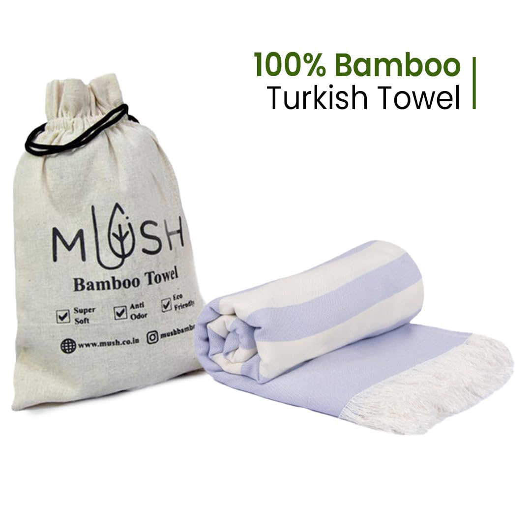 Mush Bamboo Turkish Towel 280 Gsm | 100% Bamboo Ultra Soft, Absorbent & Quick Dry Towel For Bath, Beach, Pool, Travel, Spa & Yoga (Lilac)