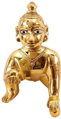 Laddu Gopal Idol, Baby Laddoo Krishna Murti, Bal Krishna, Gold, Brass, Statue, Traditional, Handmade, Perfect Gift For Special Occasions Like Janmashtami Festival Statue