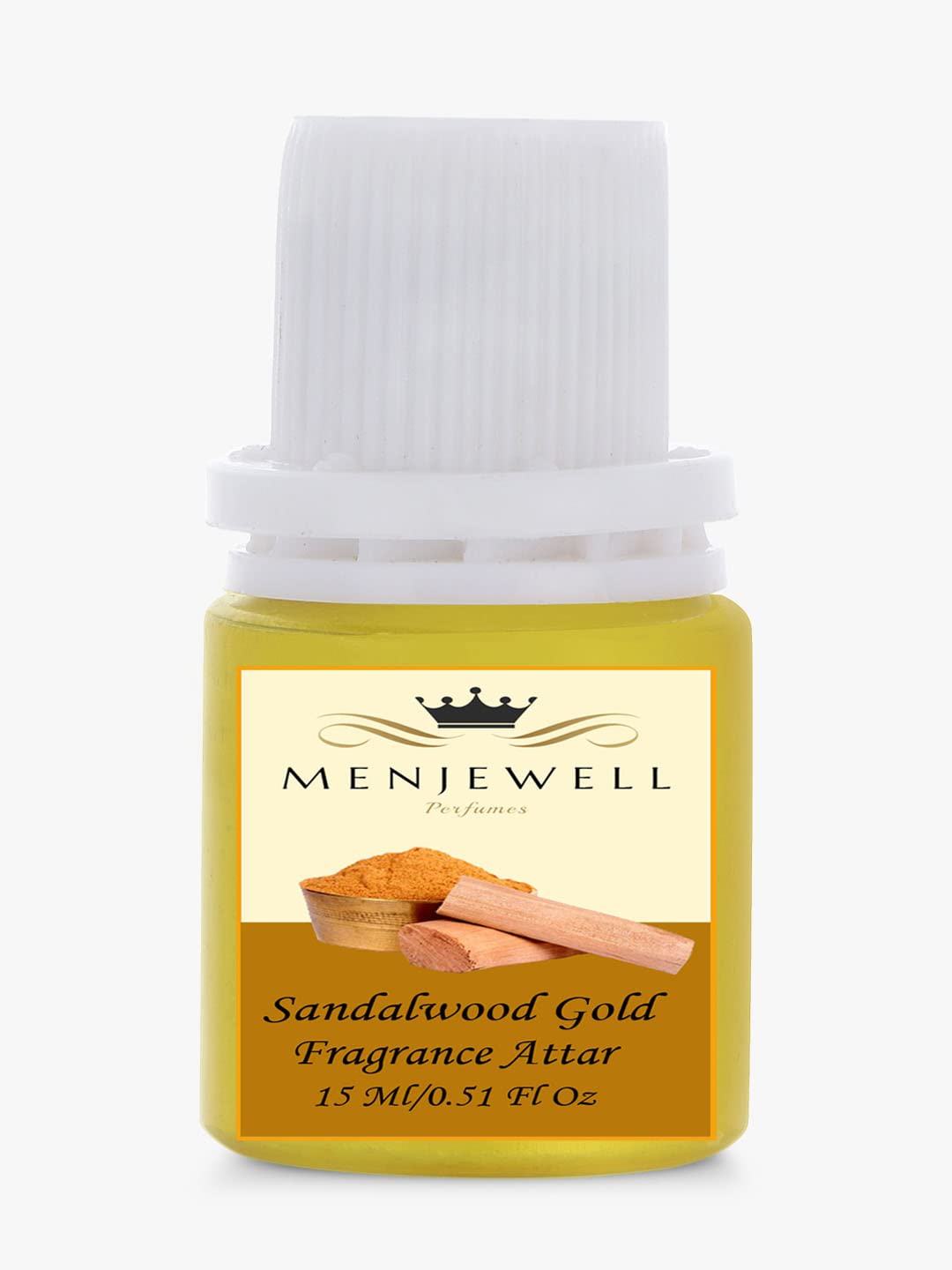 Menjewell Sandalwood Gold Fragrance Attar 15ml 0.5 Fl.oz. For Men & Women | Finest Pure Perfume | Non-alcoholic