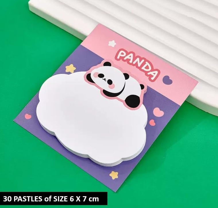 Cute Panda Sticky Note Pads, Self-Stick Notes, Study, School & Organizing (Multicolor-Pack Of 4)