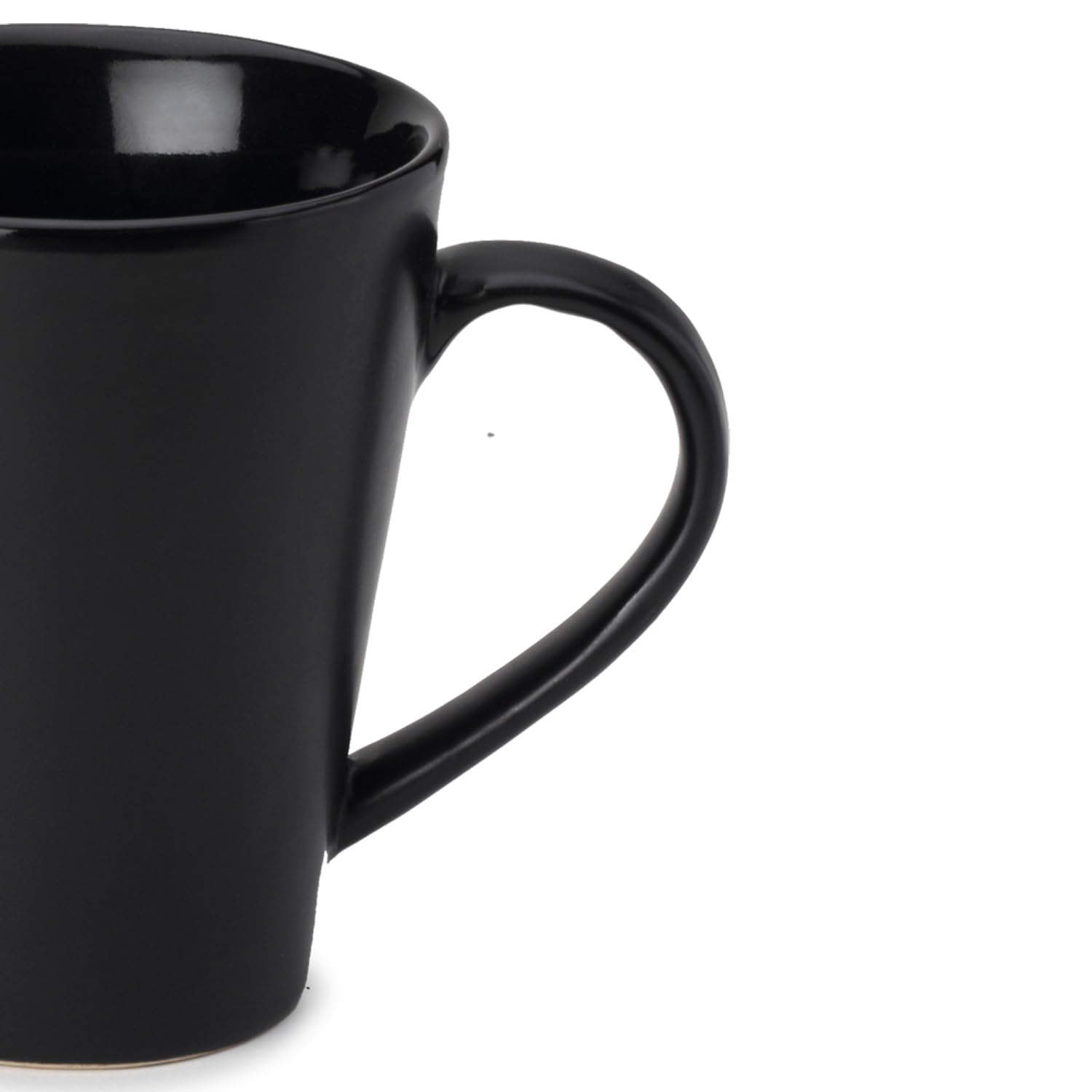 Ceramic Tea, Coffee Serving Mug Set Of 1 - Large, 350ml, Black | Ideal For Latte, Cappuccino, Hot Chocolate & Milk - Microwave & Dishwasher Safe | Matte & Glossy Finish