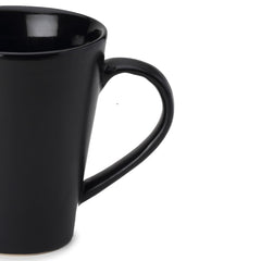 Ceramic Tea, Coffee Serving Mug Set Of 1 - Large, 350ml, Black | Ideal For Latte, Cappuccino, Hot Chocolate & Milk - Microwave & Dishwasher Safe | Matte & Glossy Finish