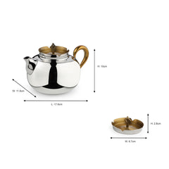 Stainless Steel Tea Pot Set, Chrome & Gold - Easy Pour Spout | Designer Serve Ware - Ideal Gift For Tea Lovers!