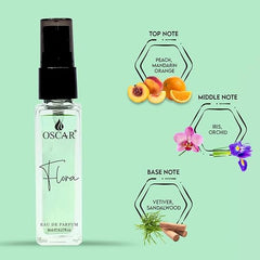 Oscar Flora Mini Pocket Perfume For Women 8 Ml 0.2 Fl.oz. | Vetiver & Sandalwood Notes | Mini Parfum | Travel Size Perfume | Flora Fragrance