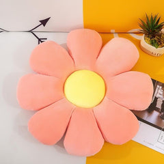 Sunflower Shaped Throw Pillows, Cute Stuffed Decorative Pillows, Pink & Yellow - 35cm | Floor Cushion For Girls Bed Room, Couch Sofa, Chair, Aesthetic Décor | Washable, Versatile Use