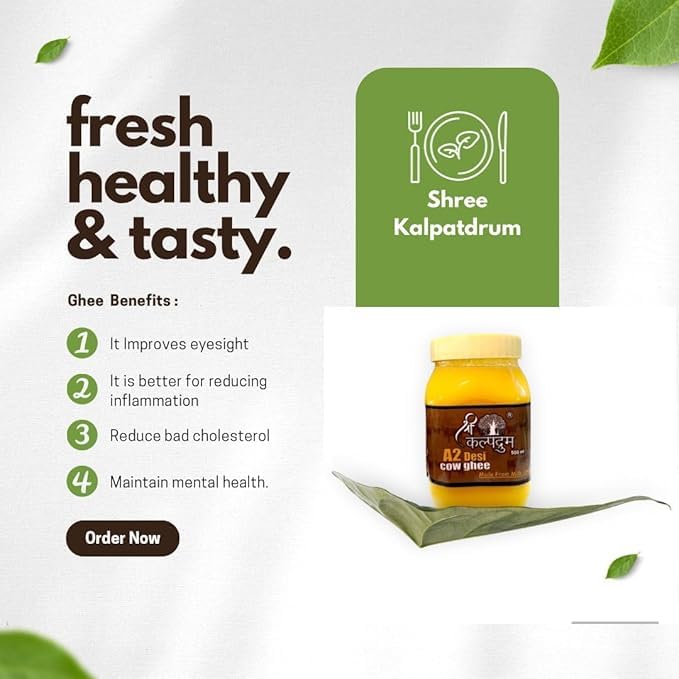 Premium A2 Desi Cow Ghee By Shree Kalpadruma | Pure Cow Ghee For Better Digestion & Immunity Good For Sweets | 3 Litre (1 Litr * 3) 101.4 | Jar Pack