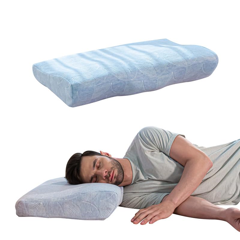 Cervical Pillow For Neck & Shoulder Pain, Memory Foam Pillow For Sleeping, Sky-Blue - Standard Size | Ergonomic Pillow For Head Pain & Back Pain Relief - Adjustable Pillow, Washable Cover