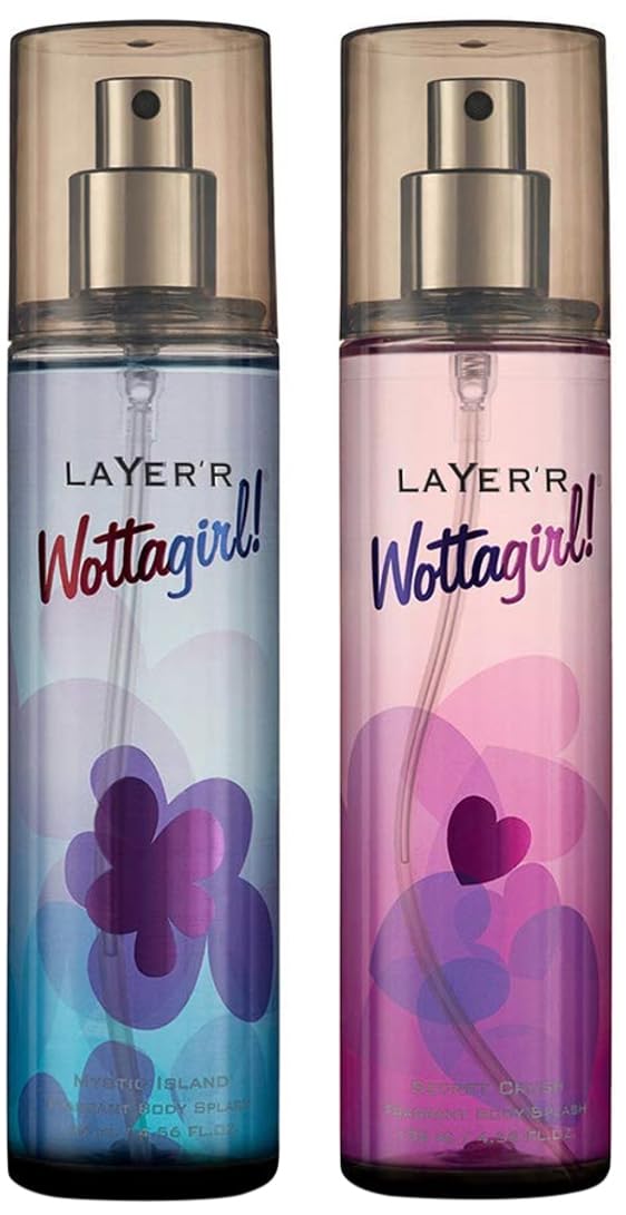 Layer'r Wottagirl  Mystic Island + Secret Crush Fragrant Body Splash Each 135ml 4.56 Fl.oz. Combo Of 2