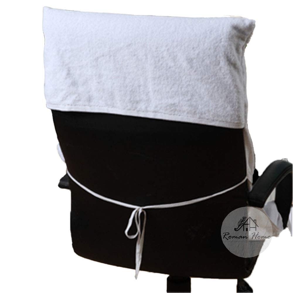 Roman Home Solid Large Luxury All Car Seats & All Office Chair Towel With Tie Knot & Elistick 450 Gsm - (White)