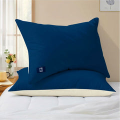 Microfiber Pillows, Soft & Cozy For Pillow 18 X 28 Inch - Blue & Cream Color | Breathable, Adjustable & Long Lasting, Hypoallergenic | Big Size & Shape - Rectangular, Bed Pillow - Set Of 2