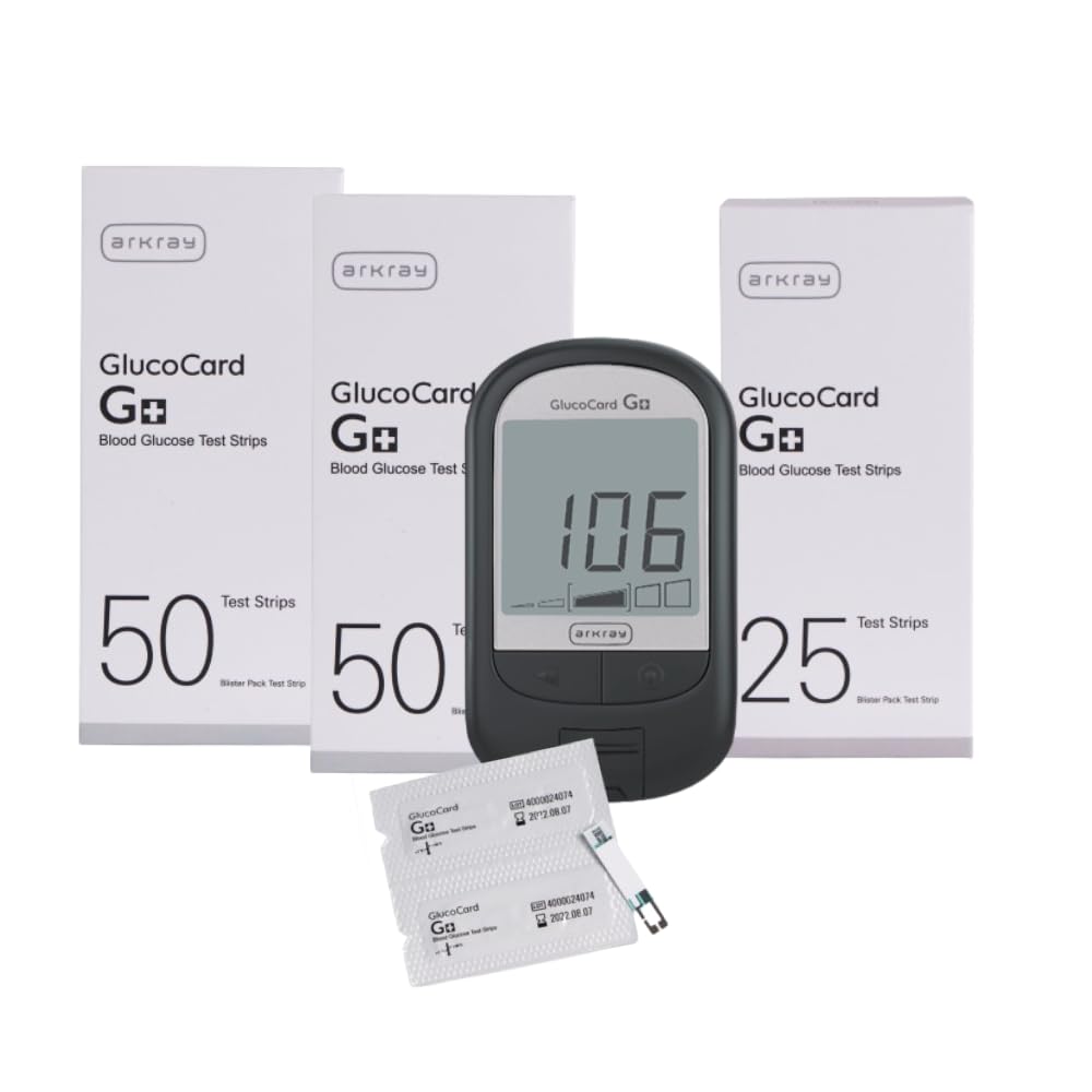 Arkray GlucoCard G+ Blood Glucose Monitor With 125 Strips + 25 Lancets