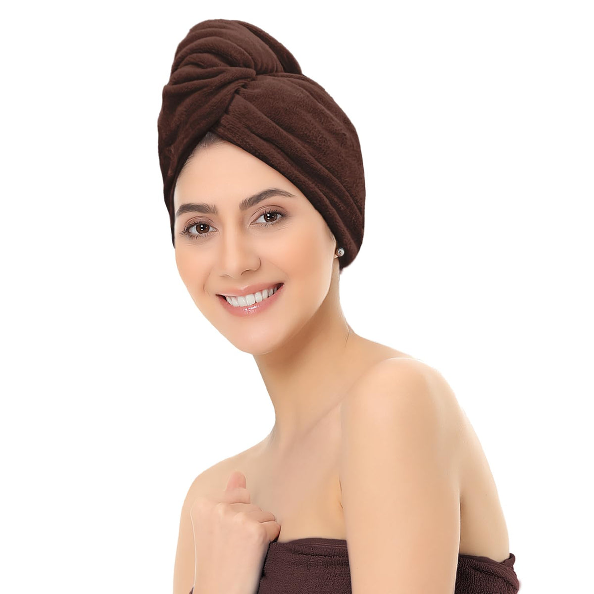 Sassoon Venir Microfiber Hair Wrap Towel 450 Gsm | For Women With Smooth Texture Super Absorbent Quick Dry Hair Turban (Cocoa)