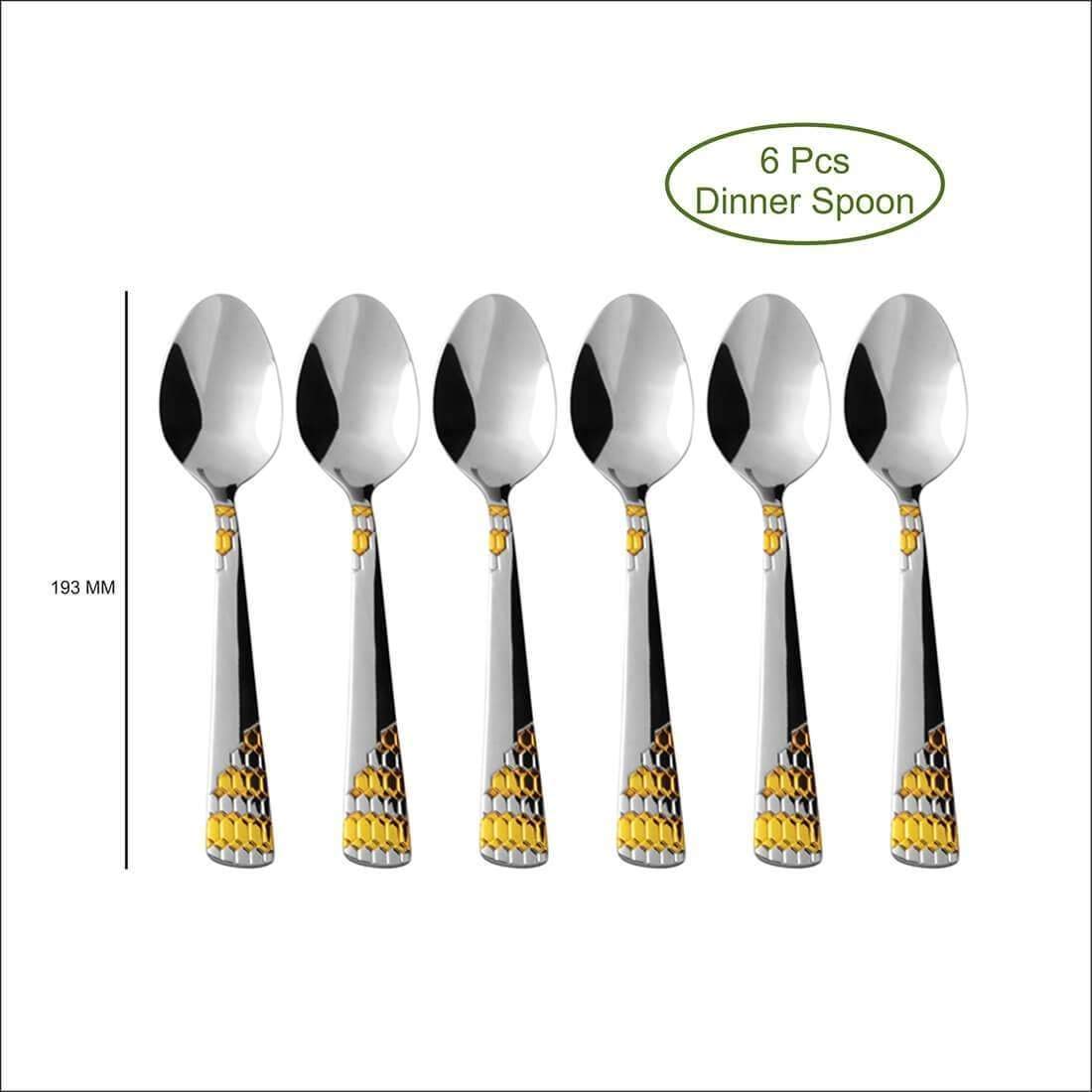 High Grade Stainless Steel Lavish 6 Pcs Dinner Spoon, Silver | Durable, Rust Free & Dishwasher Friendly