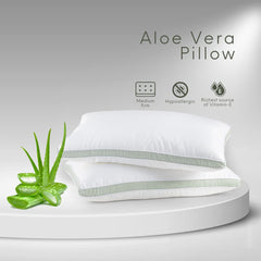 Microfiber Aloe Vera Gel Pillow, Comfortable Pillow, White & Green, Big Size | Anti-Bacterial & Anti-Allergic Sleeping Pillow For Sensitive Skin | Super Soft Pillow, Rectangular Shape Pillow
