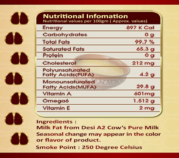 Organic Natural A2 Bilona Cow Desi Ghee By Puro Miles | Natural & Healthy Gir Cow Cultured Desi Ghee Perfect For Overall Health | (200ml) 6.7 Ounce | Jar Pack