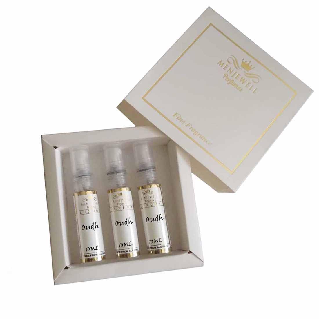 Menjewell Oudh Perfume Gift Set Eau De Parfum 10ml 0.3 Fl.oz. Each Pack Of 3 | Men Fragrances