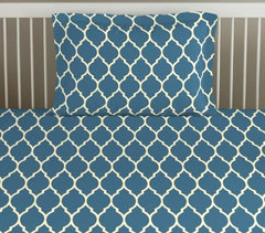 Cotton Printed Single Flat Bedsheet With 1 Pillow Cover - 60 X 100 Inches, Deep Sea Blue | Breathable & Skin Friendly Bedsheet | Ideal For Year Round Use