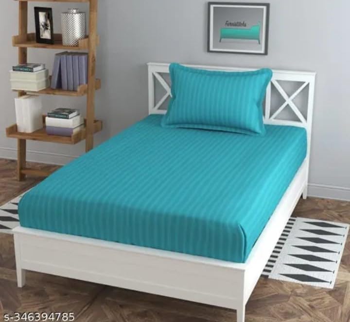 Bedsheet Single Bed With 1 Pillow Cover - 60 X 90 Inches, Aqua Blue | Ideal For Home, Hotel, Guest House | Soft, Elegant Microfiber For Ultimate Comfort