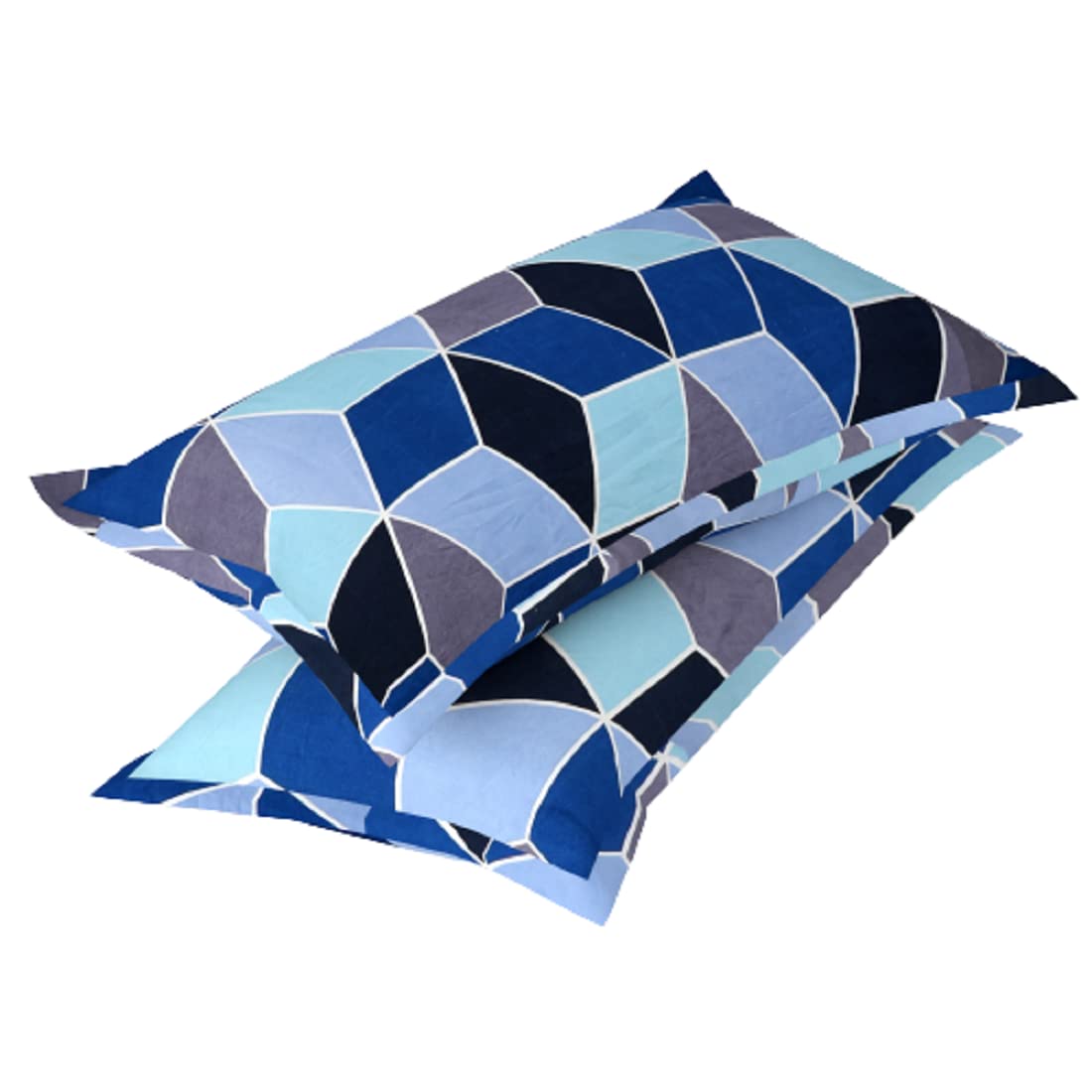 Premium Double Bed Bedsheet Set With 2 Pillow Covers - 86 X 88 Inches, Grey & Blue | 160 Thread Count Soft & Breathable, For Bedroom & Gifting