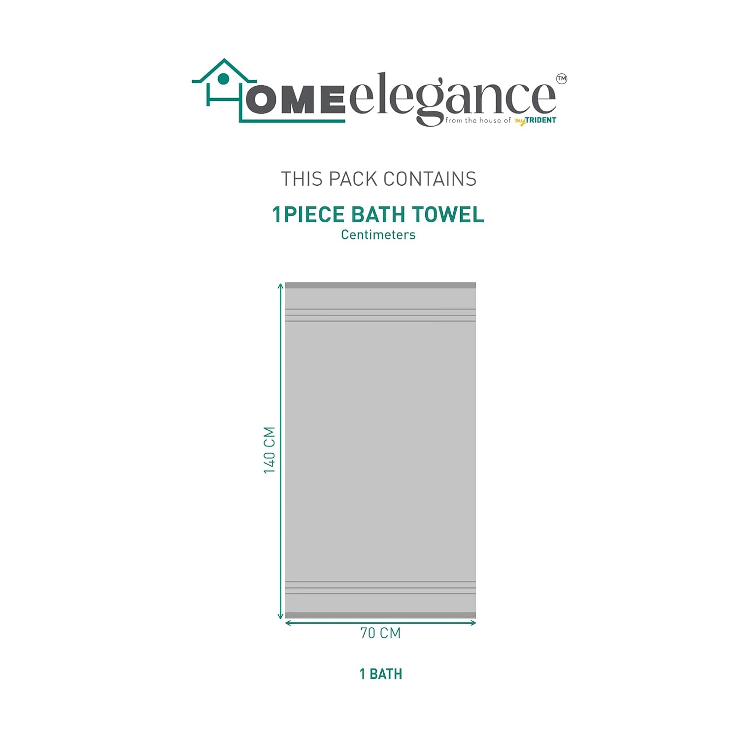 Home Elegance 100% Cotton Comfort Living Bath Towel 400 Gsm (Ice Grey)- Pack Of 1