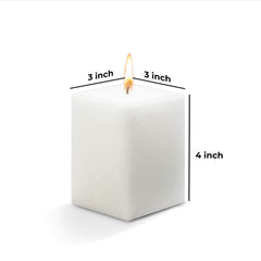 WHITE SQUARE CANDLE 4 INCH PACK OF 5 | PERFECT FOR WEDDDING CANDLE DECOR