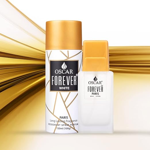 Oscar Exclusive Combo Of 2 Gift Collection Of Forever White Paris150ml 5 Fl.oz. + Forever Paris | Eau De Parfum 60ml 2 Fl.oz. | Premium Long Lasting Fragrance & Skin Friendly Body Spray For Unisex