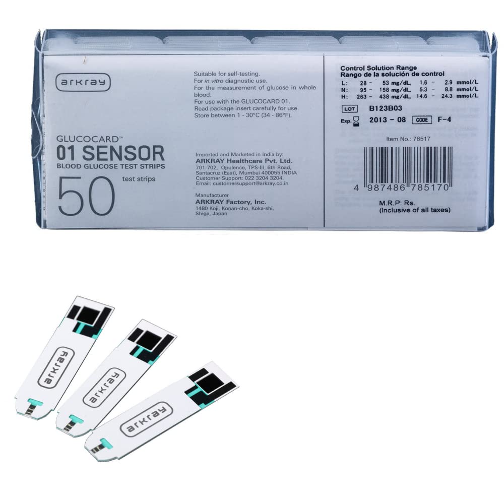 Arkray Glucocard 01 Sensor 50 Test Strips With 50 Lancets For Blood Glucose Monitor