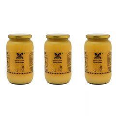 Pure Organic Indian Cow'S Ghee By Gavyamart | Rich In Healthy Fat Nutrients Desi Cow Ghee For Chapati & Sabji | 3 Litre (1 Litre * 3) 101.4 Ounce | Jar Pack