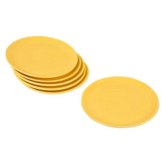 Premium Ribbed Ceramic Dinner Serving Plates Set Of 6 - Yellow, Diameter: 10 Inches | Full Plates - Golden Glow Collection