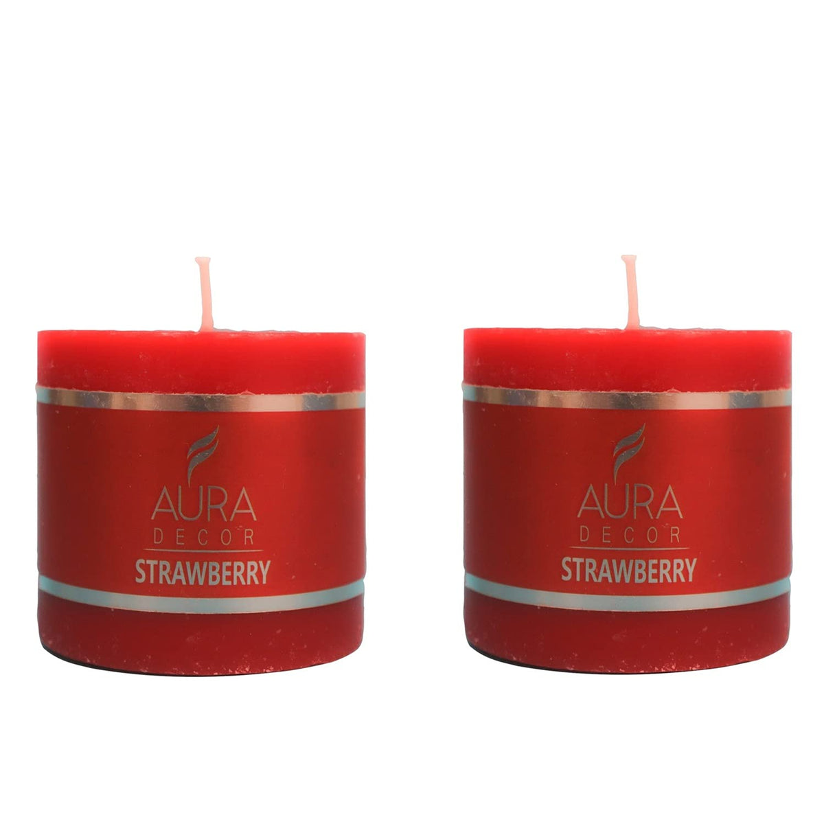 STRAWBERRY FRAGRANCE PILLAR CANDLE 2.5 INCH PACK OF 2 BEST FRAGRANCE CANDLES