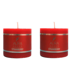 STRAWBERRY FRAGRANCE PILLAR CANDLE 2.5 INCH PACK OF 2 BEST FRAGRANCE CANDLES