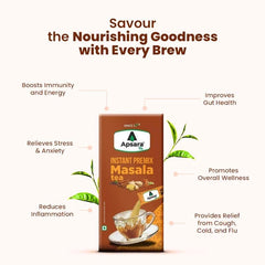 Apsara Instant Premix Masala Chai - 10 Sachets | Ready To Drink, Masala Tea Powder - Masala Chai Enriched With 100% Natural Ingredients | Ginger, Cardamom, Black Pepper, Clove, Cinnamon & Nutmeg