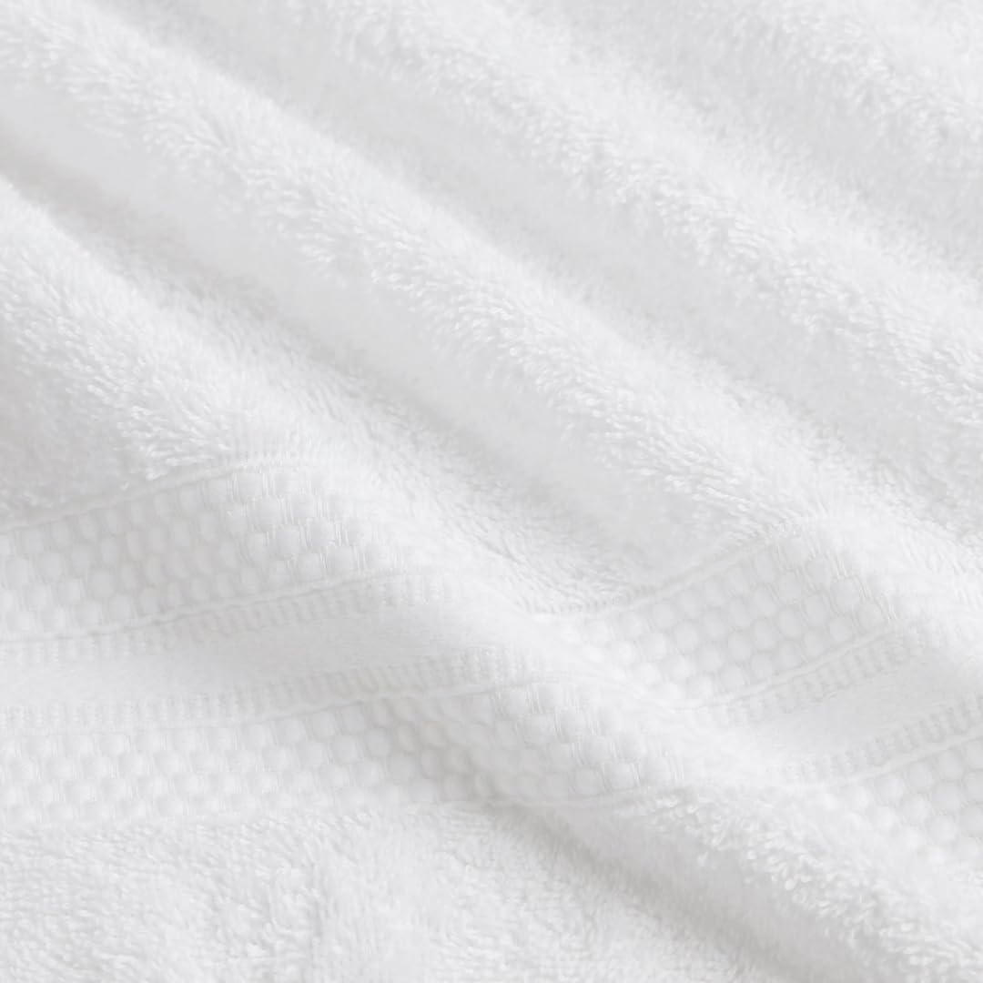 Livspace 100% Cotton 2 Bath, 2 Hand & 2 Face Towel 1300 Gsm | Solid Dyed Super Soft Absorbent & Quick-Dry For Gym & Home Paleto Collection Towel (Optical White)- Set Of 6