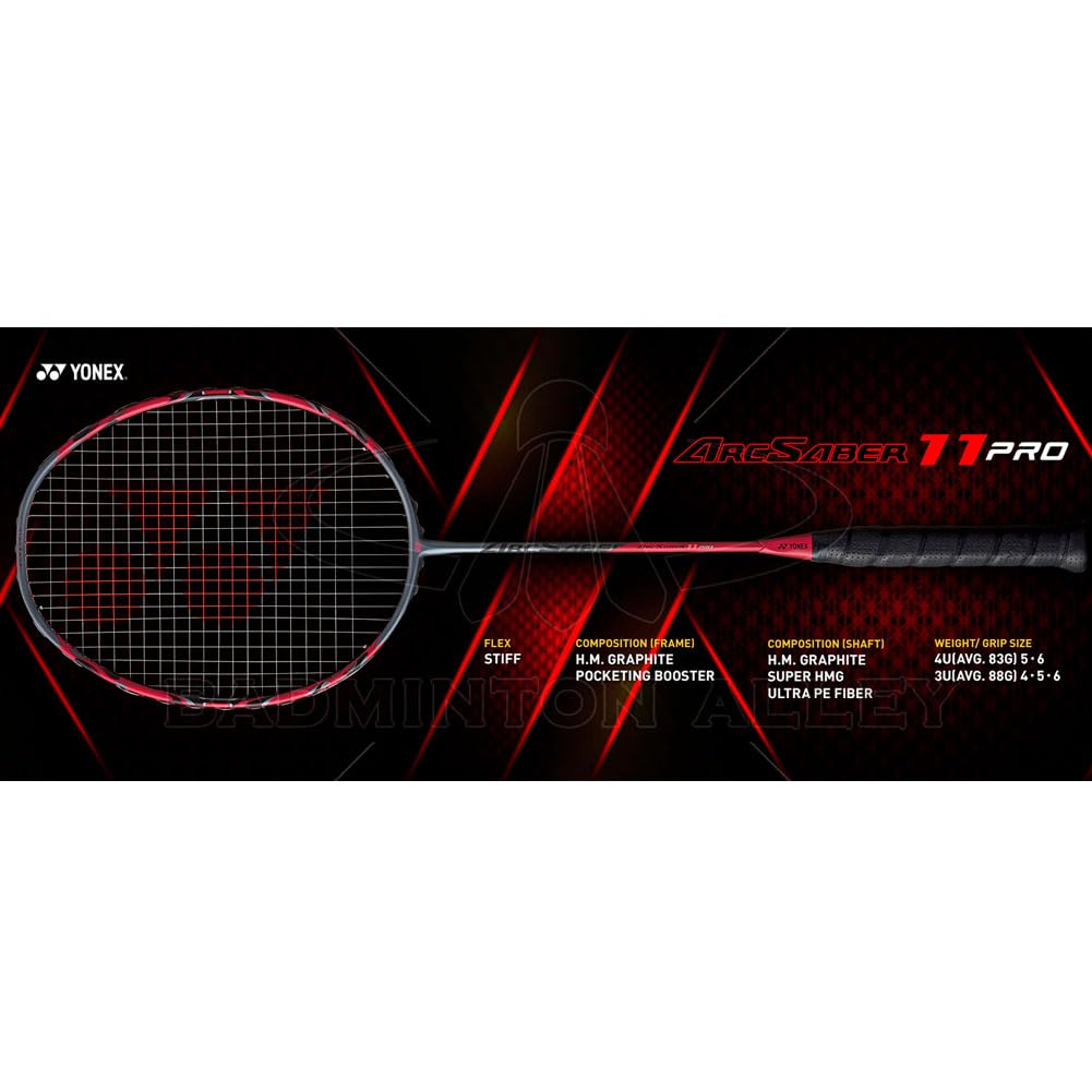 Yonex ARCSABER 11 PRO Badminton Racquet Unstrung, 4u G5, Colour - Grey & Red, Material - Graphite