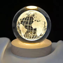 Led Night Light Galaxy Crystal Ball Table Lamp For Kids Room Study Room, 3d Galaxy Crystal Ball Night Light, Usb Led Night Light, 2.4 Inch Glass Ball & Wooden Base, Pack Of 1