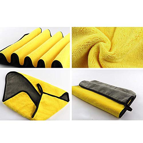 Hsr Car Accessices Cleaning 500 Gsm Microfiber Towel For Car Cleaning & Detailing - Dual Sided, Extra Thick Plush Microfiber Cloth (Pack Of 4) | Yellow & Grey