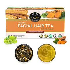 Teacurry Caffeine Free Facial Hair Tea - 100gm, 3.5 Ounce, 30 Tea Bags | Spearmint Ginger Tea - Relieves In PCOS Symptoms | Helps With Unwanted Hair Removal & Facial Hair Removal