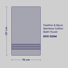 Feather & Spun Bamboo Cotton Bath Towel 600 Gsm | Anti Microbial Fade Resistant Double Needle Stitch Lavender Fragrance Bath Towel (Midnight Indigo)