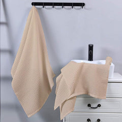 Enchant Home Pure Cotton Waffle Towel 500 Gsm | Lightweight Anti-Microbial & Water Absorbent Soft Touch Quick Drying Hand Towels | Beige (Pack Of 4)