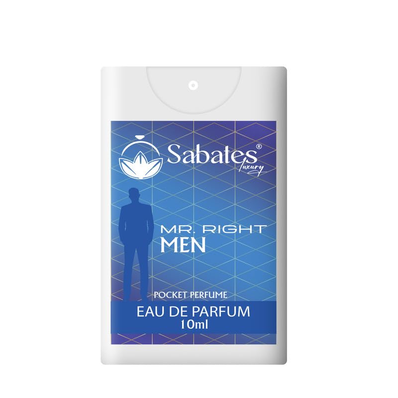 Sabates Mr. Right Eau De Parfum 10ml 0.3 Fl.oz. | Long Lasting Luxury Date Night Fragrance For Men