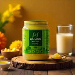 Pure Premium Gir Cow Ghee By Nuclear Farm | Sourced From Gir Cow Milk Organic & Authentic Desi Ghee For Health | (500ml) 16.9 Ounce | Jar Pack