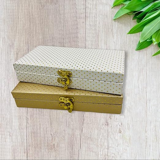 Decorative & Attractive Box Cash Box, Shagun Box, Jewellery Box, Money Box Envelop Wedding, Gift Box, Bangel Box With Golden Dotted Embroidery Design, Colour - Beige, Pack Of 1
