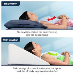 Wedge Plus Cushion For Sleeping, Memory Foam Pillow, White | Acid Reflux Relief, High Resilience Foam, Orthopedic Wedge Cushion Pillow For Leg Elevator, Breathable, Sitting - Pack Of 1
