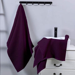 Enchant Home Pure Cotton Waffle Towel 500 Gsm | Lightweight Anti-Microbial & Water Absorbent Soft Touch Quick Drying Hand Towels | Wine (Pack Of 4)