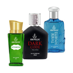 John Phillips Attarful + Dark Code + Tomm Sportz Eau De Perfume 60ml 2 Fl.oz. Each Pack Of 3 For Unisex